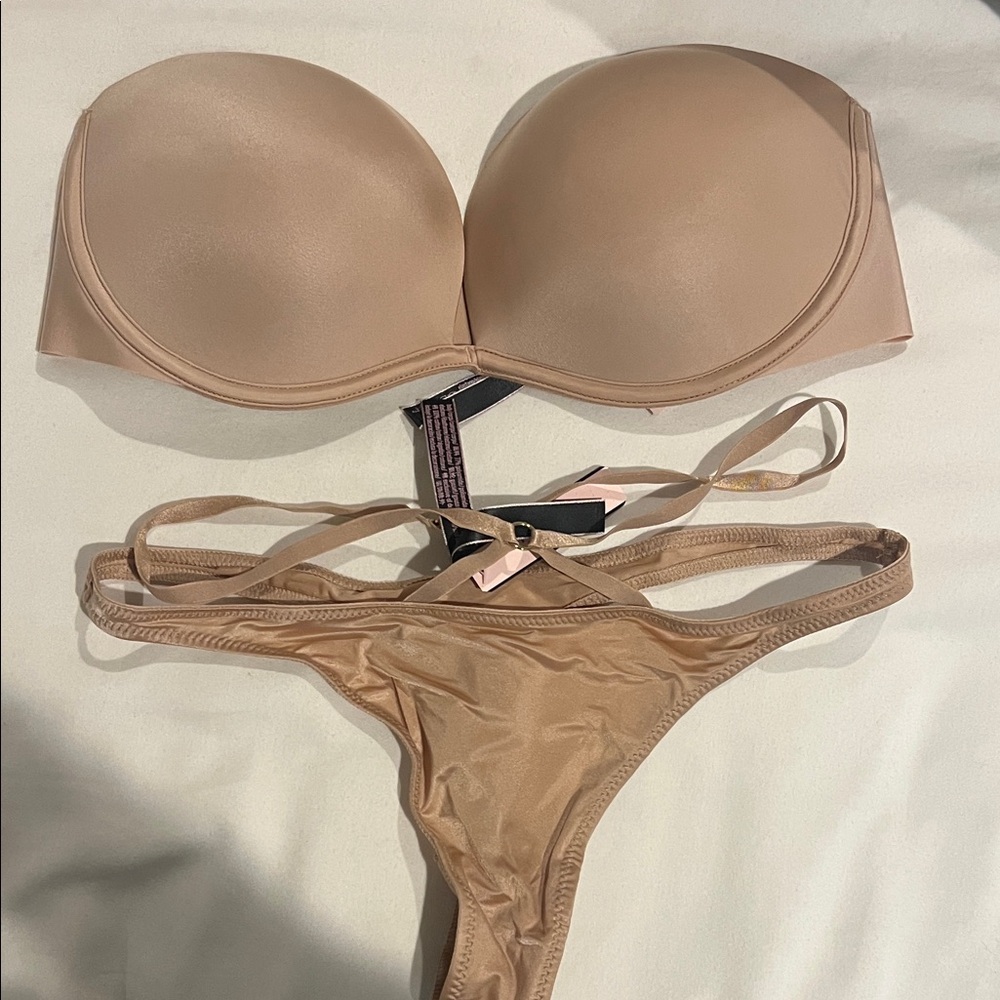 Victoria's Secret Tan Strapless Bra and Panty Set